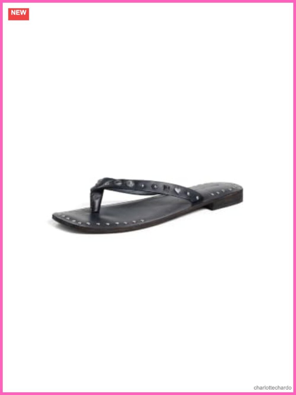 Free People Women's Tide Flip Flops, Leather Strap Sandals, Studded
